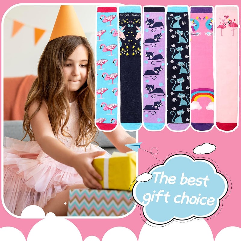 ANTSANG Kids Girls Knee High Socks Long Boot Crazy Silly Fun Gift Cute Tall Animal Socks for Child 6 Pairs - Image 5